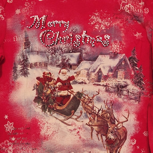 Studio Gem Christmas Holiday Shirt 3/4 Sleeves Santa Sleigh & Reindeer - Picture 2 of 9